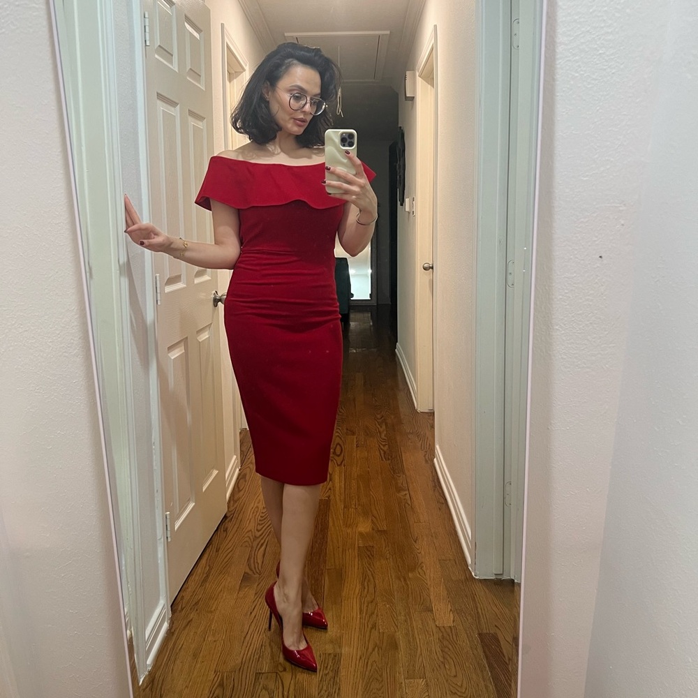 Zara Red ❤️ off the shoulder ruffle dress